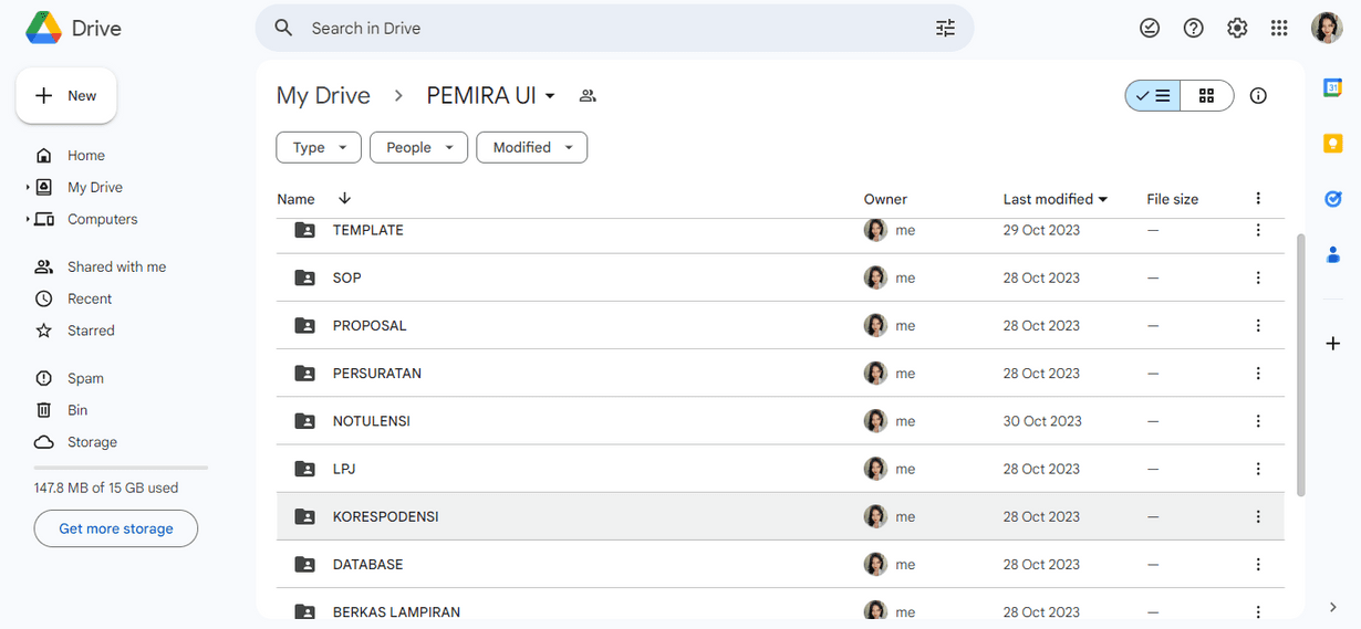 Shared Google Drive with folders for templates, SOPs, proposals, correspondence and minutes